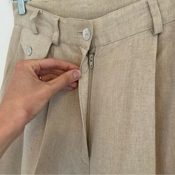 (SOLD) VINTAGE Linen Blend High-rise Bermuda Shorts Size 4 - Picture 5 of 14